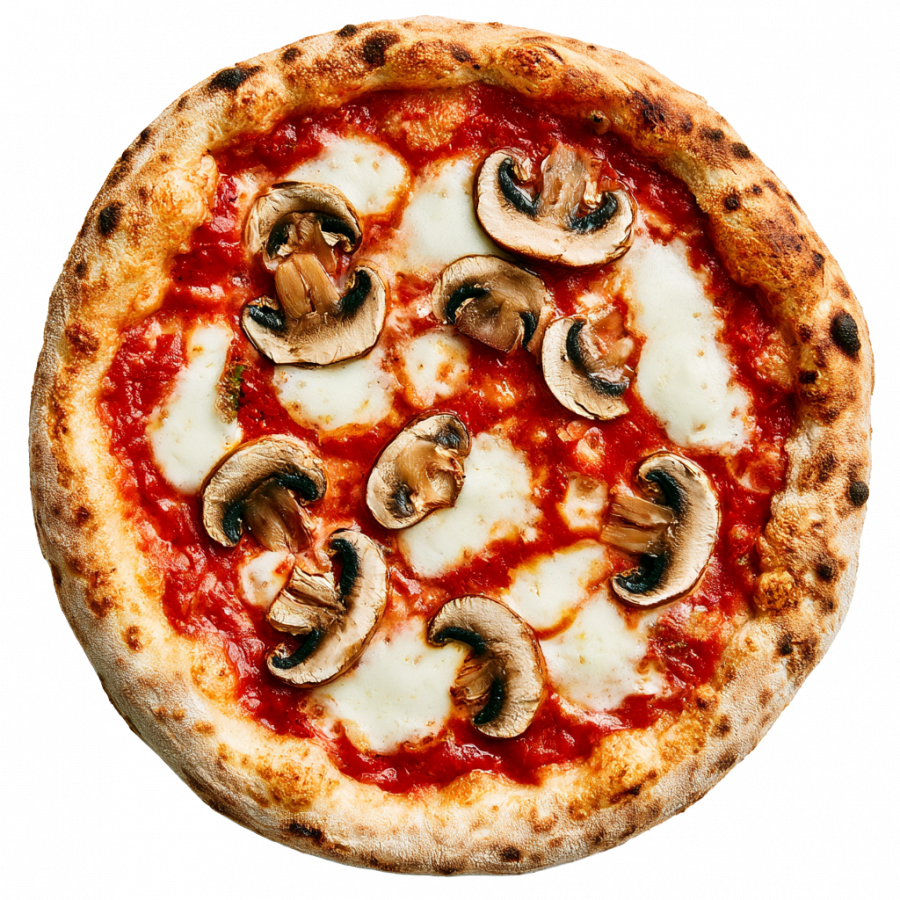 Pizza Funghi mit braunen Champignons