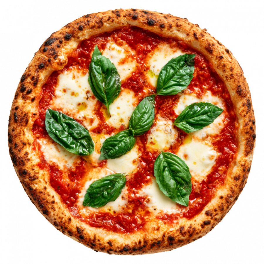 Pizza Margherita mit Mozzarella und frischem Basilikum